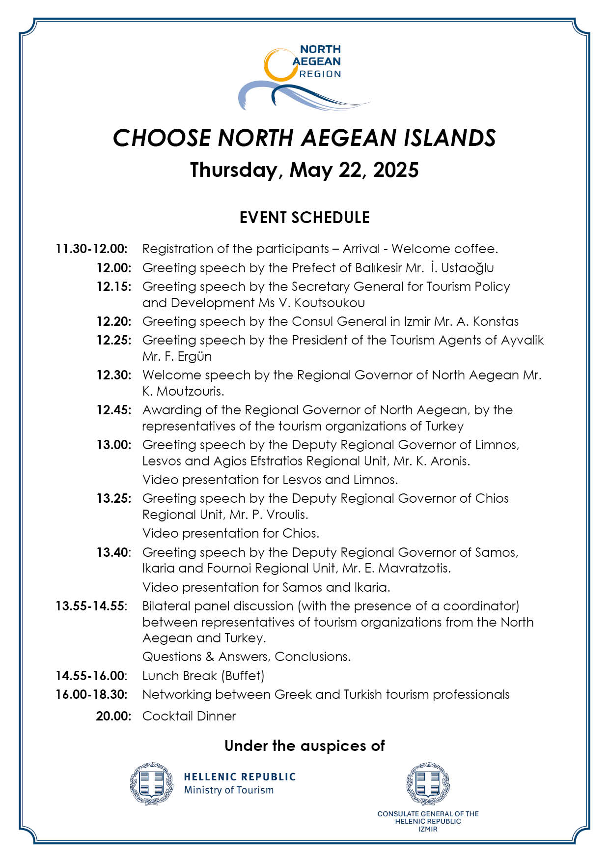 event schedule