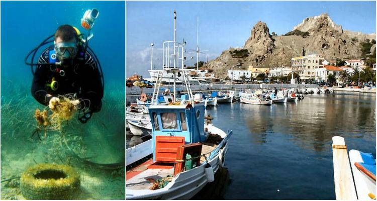 Καθαρισμός βυθού του Αλιευτικού Καταφυγίου και του Παλιού Λιμανιού Μύρινας