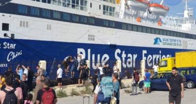 &Rho;ό&delta;&omicron;&sigmaf;: &Mu;&epsilon; &kappa;&alpha;&theta;&upsilon;&sigma;&tau;έ&rho;&eta;&sigma;&eta; &omega;&rho;ώ&nu; &alpha;&nu;&alpha;&chi;ώ&rho;&eta;&sigma;&epsilon; &gamma;&iota;&alpha; &Pi;&epsilon;&iota;&rho;&alpha;&iota;ά &tau;&omicron; &laquo;&Beta;lue Star &Chi;ί&omicron;&sigmaf;&raquo; &pi;&omicron;&upsilon; &epsilon;ί&chi;&alpha;&nu; &mu;&pi;&lambda;&omicron;&kappa;ά&rho;&epsilon;&iota; &omicron;&iota; &mu;&epsilon;&tau;&alpha;&nu;ά&sigma;&tau;&epsilon;&sigmaf;