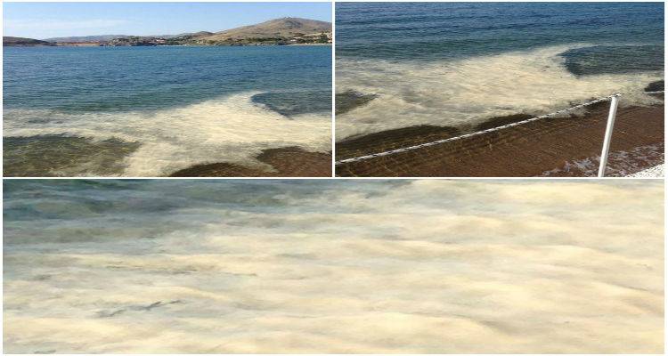 Καφέ κηλίδες στις παραλίες Νέας Μαδύτου και Ρωμέικου της Μύρινας προκάλεσαν ερωτηματικά στους κατοίκους (photos)