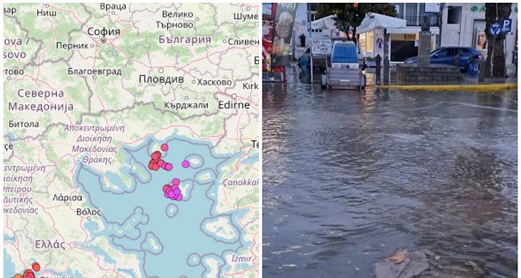 Ισχυρή κεραυνική δραστηριότητα στη Λήμνο | Στο έλεος της βροχής περιοχές της Λήμνου