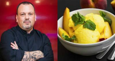 Δημήτρης Σκαρμούτσος: Σορμπέ ροδάκινο με Μοσχάτο Λήμνου