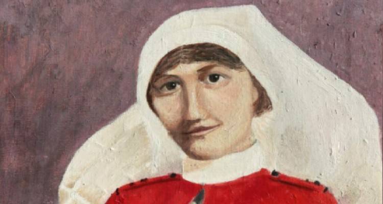 To &pi;&omicron;&rho;&tau;&rho;έ&tau;&omicron; &tau;&eta;&sigmaf; &alpha;&delta;&epsilon;&lambda;&phi;ή&sigmaf;, Rachel Pratt, &phi;&iota;&lambda;&omicron;&tau;&epsilon;&chi;&nu;&eta;&mu;έ&nu;&omicron; &alpha;&pi;ό &tau;&eta; &mu;&alpha;&theta;ή&tau;&rho;&iota;&alpha;, Mai Brice, &alpha;&pi;ό &tau;&omicron; Norwood Secondary College, &mu;&epsilon; &tau;ί&tau;&lambda;&omicron; &ldquo;Portrait of Sister Rachel Pratt, Recipient of Military Medal, &ldquo;Bravery in the Field&rdquo;, 1917&Prime;. &Phi;ώ&tau;&omicron;: Jim Claven