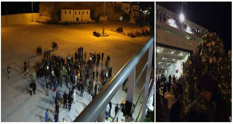 Το πλήρωμα και οι επιβάτες του Πήγασος προσκύνησαν τον Επιτάφιο στον Άγιο Ευστράτιο (photos)