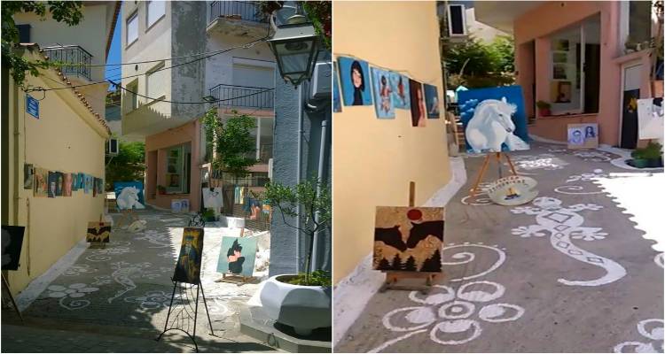 Σοκάκι της Μύρινας μεταμορφώθηκε σε γκαλερί ζωγραφικής (photos)